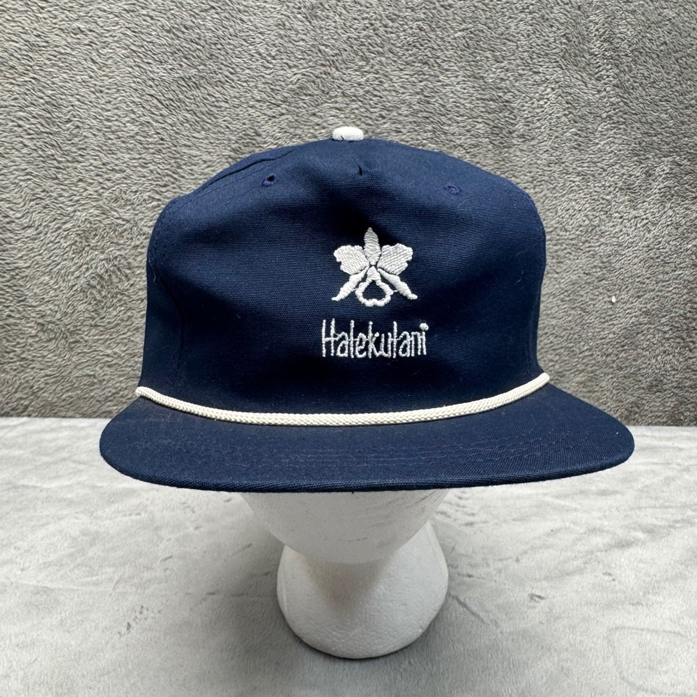 Navy Blue Halekulani Orchid Rope Hat Cali Fame Los Angeles Made in USA Men - Picture 2 of 10